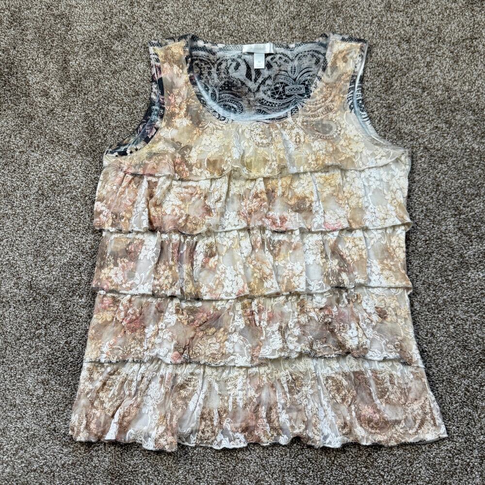 VTG Y2K Ruffled Tiered Burnout Top Size Medium Fairy Goth Whimsygoth Dark